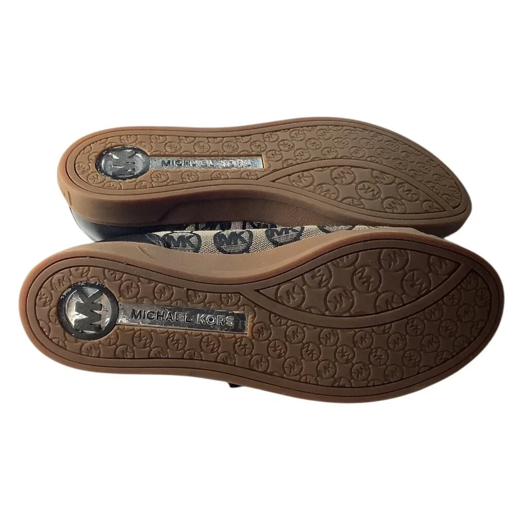 Michael Kors Womens MK Logo Monogram City Sneakers Sz 8M Black & Tan Rubber Sole